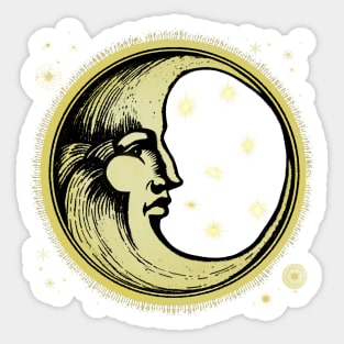 Celestial Antique Engraving Of The Man In The Moon Sticker